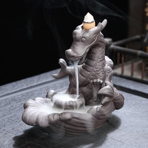 Dragon Backflow Incense Burner Ceramic Sandalwood Censer Home Ornaments Incense Holder Stick Living Room Decoration