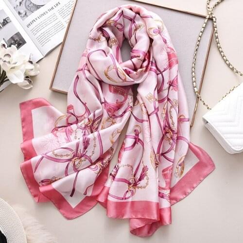 KOI LEAPING new summer women fashion quality soft silky scarf Chain printing scarves female shawls Beach wraps hot gift