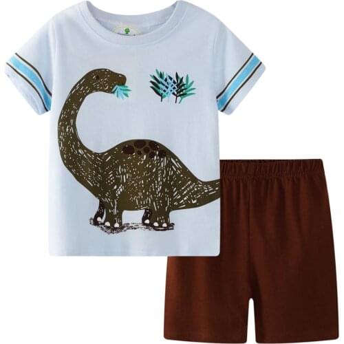 Childrens Clothing Sets European And American Style Pure Cotton Kids Suit Sartoon Dinosaur Baby Clothes