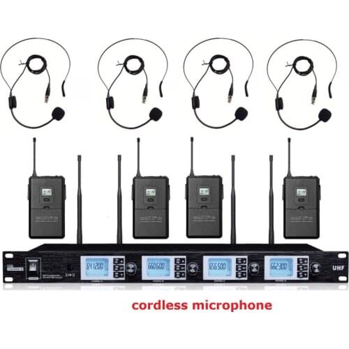 Condenser microphone 4 Headset Microphone Wireless System With Flight Case