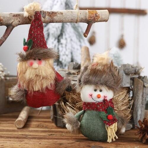 Linen Plush Old Man Snowman Doll Pendant Christmas Ornament Christmas Tree Decoration Family Toy Birthday Party Gift Child