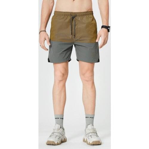 Mens Short Sweatpants Middle Waist Color Contrast Shorts With Drawstring Casual Patchwork Short Trousers Pants for Running