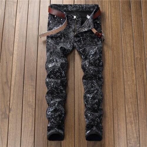New Fashion Brand 2021 Spring AutumnHole Jeans Mens Ripped Skinny Biker Destroyed Denim Trousers