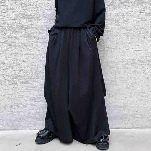 Mens loose bell-bottom pants for spring and autumn, wide-leg pants, culottes for men, casual pants, black Yamamoto style