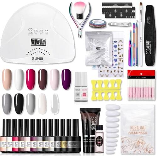 ROSALIND Professional Nail Kit For Gel Nail Polish Manicure Set With UV LED Lamp Dryer DIY Varnish Semi Permanent Nails Art Kit