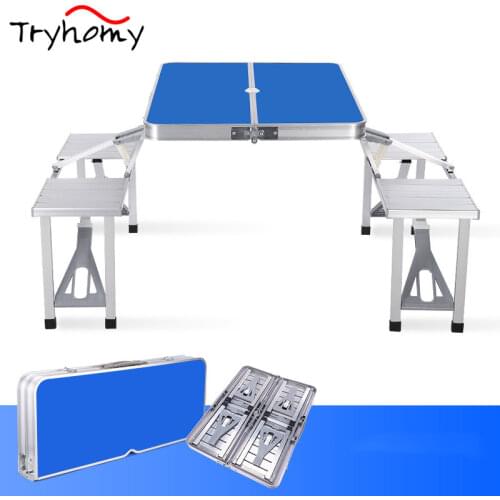 S-tadpoles Portable Camping Table Aluminium Folding Table With Chairs Lightweight Suitcase Camping Tables For Outdoor Picnic BBQ