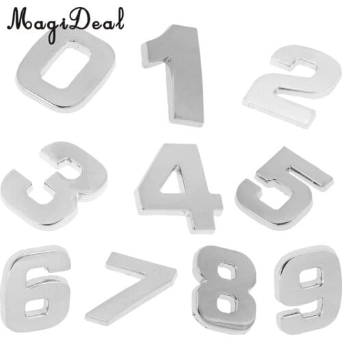 MagiDeal 3D Wall Sticker DIY Mirror Alloy Room Door Numbers 0-9 Stickers Car Emblem Figure Hotel Home Decoration Accessories