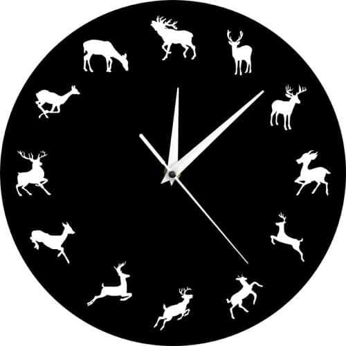 Wild Animals Moose Wall Clock Wild Woodland Creatures Wall Decor Wild and Free Deer Modern Wall Clock Deer Antlers Hunters Gift