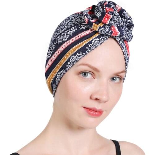 New Elegant Women Soft 3D Flower Cotton Turban Hat Cancer Chemo Beanies Caps Headwear Headwrap Hair Loss Accessories