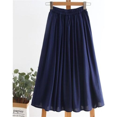 KOLNOO Customized 2021 New Arrival Womens Dress Cotton Linen Bust Long Skirts Summer All-Match Elastic Waist Fashion Dresses