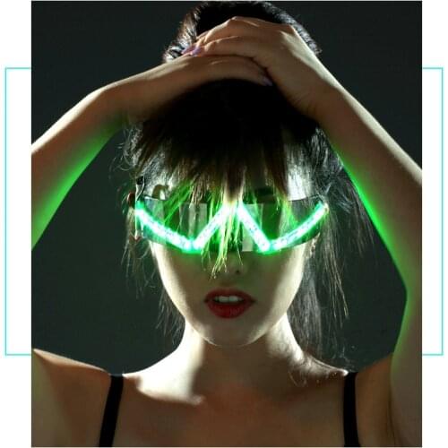 New LED glasses Luminescent glasses glove Nightclub Stage fluorescence Bar Singing Hip hop Fluorescent costume performance
