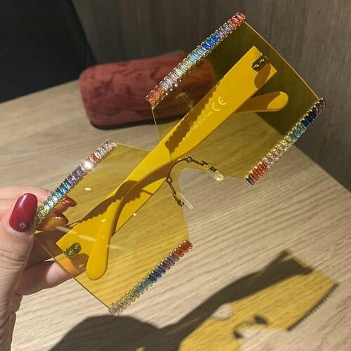 Oversized Square Diamond Sunglasses Women Fashion Rhinestone Colorful Sun Glasses Female Crystal Eyeglasses Glasses UV400 NX