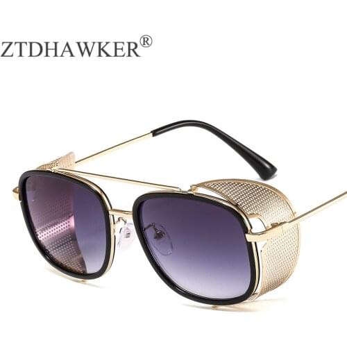 Punk Square High Quality Women Grid Side Shield Fashion Tide Eyeglasses Unisex Glasses UV400