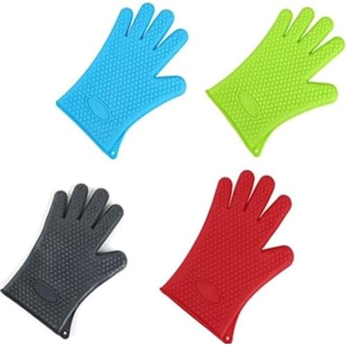 Pure Color Heart-shaped Silicone Gloves Microwave Oven High Temperature Gloves Kitchen Baking Utensils Bakeware Oven Mitts 2020