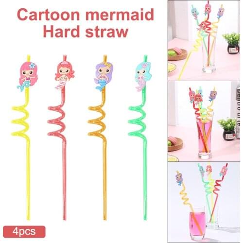 Disposable Tableware Party Mermaid Straw 4 Sticks Festive Supplies Plus Hard Straws Household Useful Straws Party Decorations