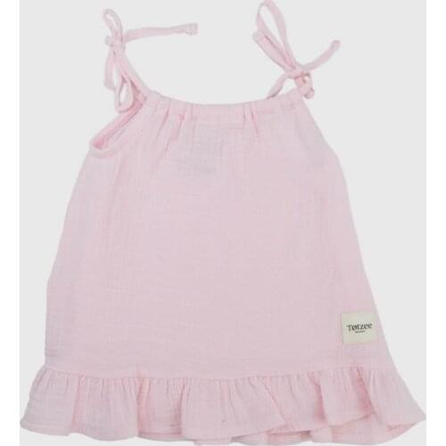 100% COTTON ROPE STRAP DRESS FOR GIRL CHILD AND BABY PINK AND BLUE WITH 2 DIFFERENT COLOR OPTIONS