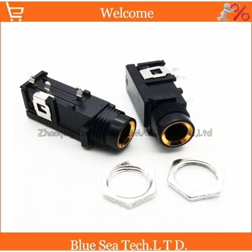 Gold-plated 6.5 New good quality Guitar microphone audio plug 1/4" 6.35mm PCB female socket/jack audio adaptor connector,3Pin