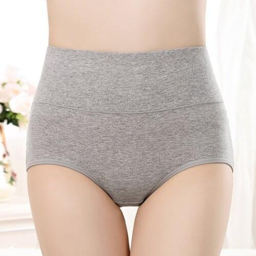 QA286 Hot Sale Cotton Panties High Waist Women Underwear Comfortable Solid Lingerie Control Waist Female Briefs Plus Size