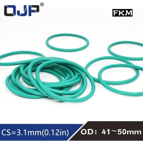 5PC/lot Rubber Ring Green FKM O ring Seal CS 3.1mm OD41/42/43/44/45/46/47/48/50mm Rubber ORing Seal Oil Ring Gasket Washer