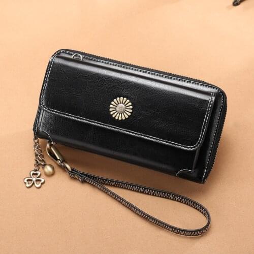SENDEFN new leather ladies wallet Korean zipper multi-function wallet leather ladies long clutch bag mobile phone bag