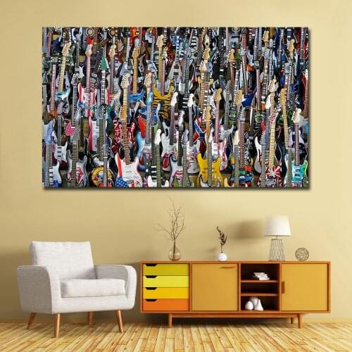 Modern Guitar Canvas Painting Posters and Prints Wall Picture For Living Room Vintage Art Abstract Guitar Pictures Giclee Prints