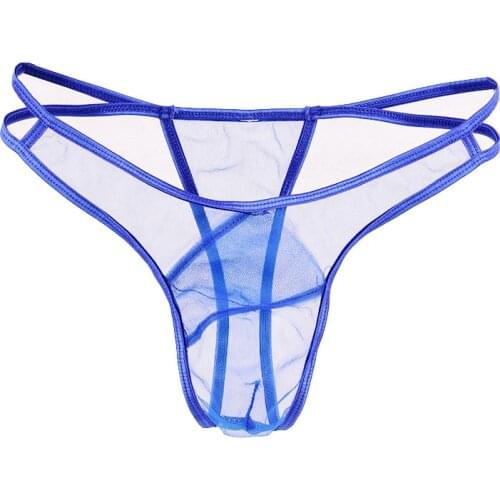 Ultra-thin Sexy mens thong transparent network yarn low waist underwear mens T pants G-string Thongs slip gay underwear