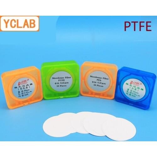 YCLAB PTFE Microporous Filter Membrane Diameter 25/50mm Aperture 0.22/0.45um 50PCS/Pack