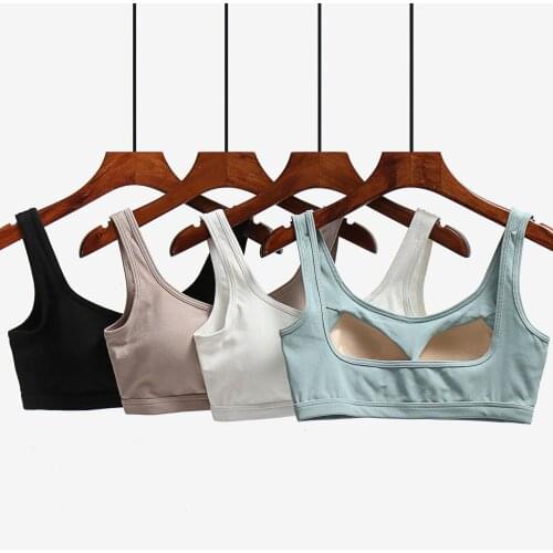 Pure cotton bra with padded bra and tube top womens front U-neck and back collar halter without steel ring sports yoga vest und