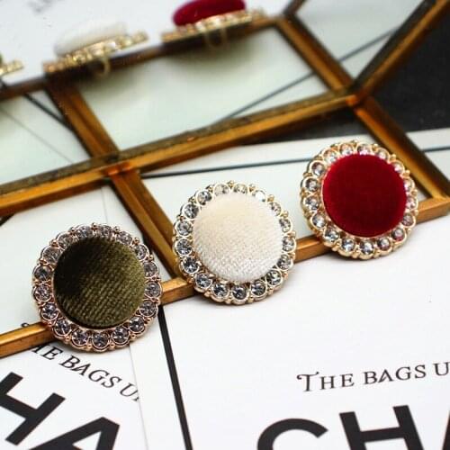 1pcs New Metal Buttons Dot Drill Velvet Flower Metal Buttons DIY Woolen Coat Trench Coat Decorative Buttons