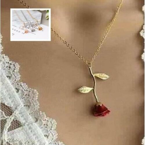 1pcs Christmas Gift New Jewelry Vintage delicate Rose Pendant Necklace Valentines Day gift