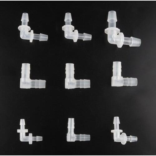 10Pcs 1.6~7.9mm PP Elbow Connector Transparent 90 Degree Equal Jionts Aquarium Fish Tank Pagoda Hose Adapter Air Pump Fitting
