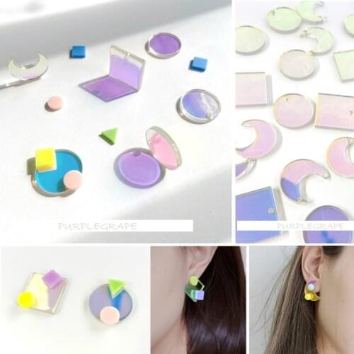 10pcs Original Fashion Cool Fashion AB Color Acrylic Earrings Accessories Square round Crescent DIY Earrings Material