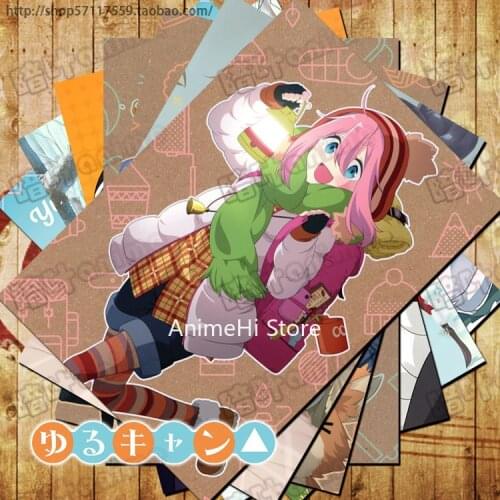 10 pcs/set Anime Laid-Back Camp posters Kagamihara Nadeshiko Shima Rin Inuyama Aoi wall pictures for Colletion 42x29CM Stickers
