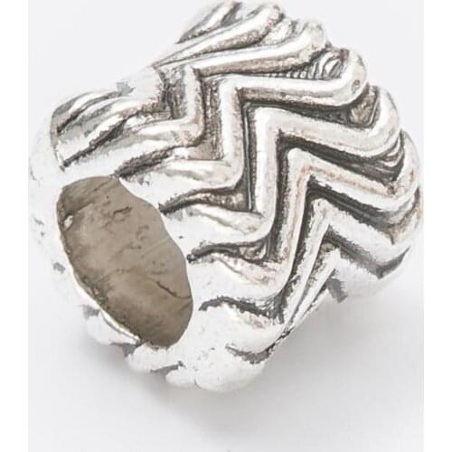 10Pcs/Lot Antique Silver Color DIY Zinc alloy Big Hole Spacer Bead Charm Fits Jewelry making Bracelet js1111