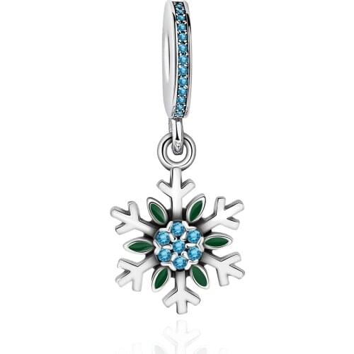 2019 NEW 100% 925 Sterling Silver Brand New Flashing Temperament Sapphire Snowflake Pendant Charm Original Charm Women Jewelry