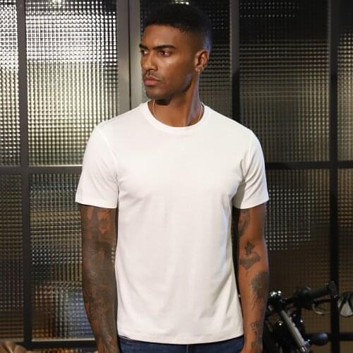 Combed cotton short sleeve crewneck mens blank T-shirt solid color bottoming shirt advertising shirt