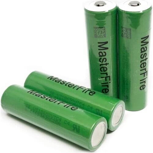 4pcs/lot MasterFire US18650VTC4 2100mah 18650 3.6V High Drain Rechargeable Lithium VTC4 Battery 30A Discharge with Point Head