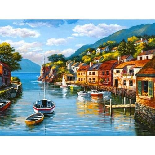 5D Full Drill Diy Diamond Painting Embroidery Scenery Seaside House Cross Stitch Resin Square Diamond Sets Home Decor