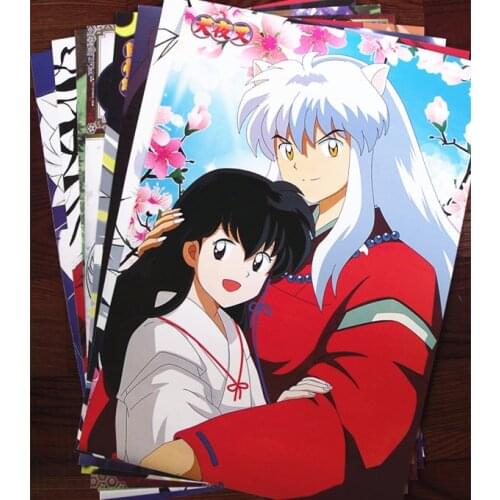 8 pcs Inuyasha set Anime Inuyasha Moneca Miroku Sango Kikyou figures posters 42x29cm for walls free shipping