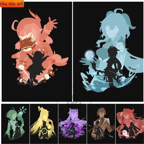 Anime Genshin Impact Game Diamond Painting Diamond Inlaid Diamond Mosaic Full Diamond Embroidery Cross Stitch Kits Home Decor