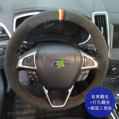 Steering wheel cover for Ford Mondeo Focus Escort Kuga Edge Taurus Fiesta Explorer Escape Mustang Suede Leather Car Accessories