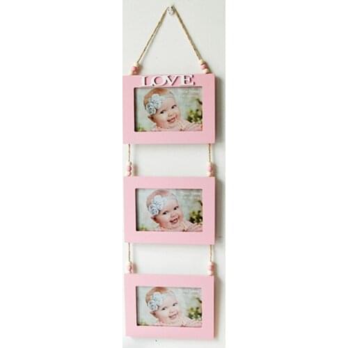 Wooden Square Triple Photo Frame Handicraft Picture Frame Decor Photo Frame Hanging Combination Photo Frame XH8Z