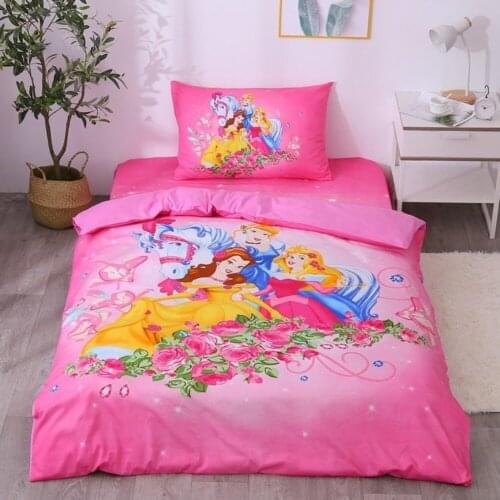 Disney Princess Cinderella Rapunzel Aurora Ariel Belle Girls Kids Cotton Bedding Set Duvet Cover Pillowcase Single Drop Delivery