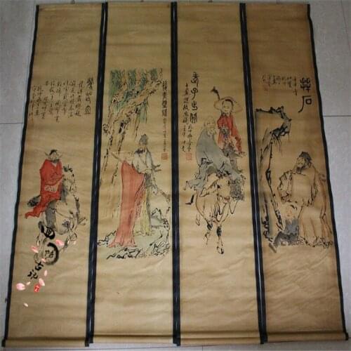 Ancient painting, traditional Chinese painting, archaize calligraphy and painting, painting in living room, decorative painting