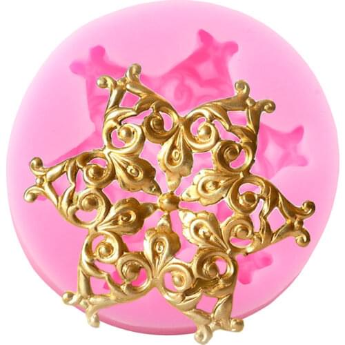 Filigree Star Medallion Border Silicone Molds Relief Cupcake Fondant Mold Wedding Cake Decorating Tools Candy Chocolate Mould