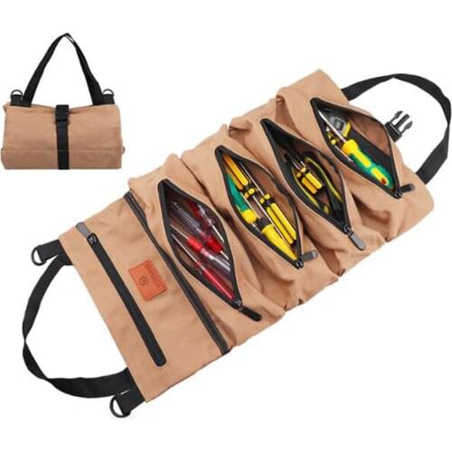Hot Sale Roll Tool Carrier Roll Multi-Purpose Tool Roll Up Bag Wrench Roll Pouch Hanging Tool Zipper Carrier Tote