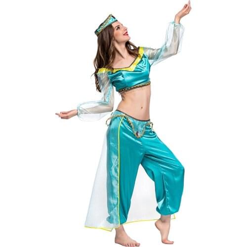 Halloween Party Costume Belly Dancer Aladdin Princess cosplay Jasmine Costume Jasmine Dress Women Carnival