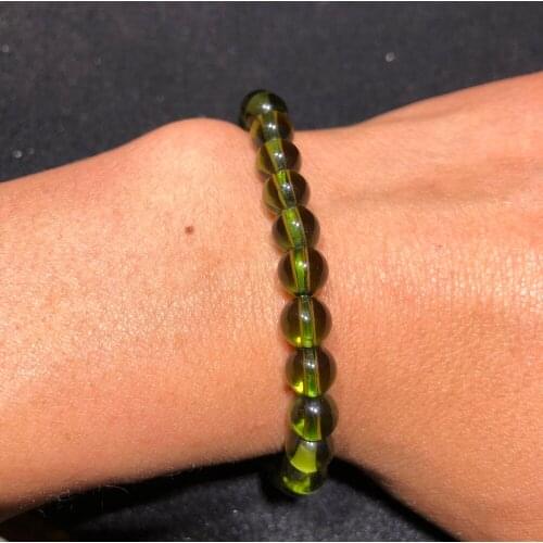 Fine jewelry green moldovan meteorite hits gem glass particle bracelet