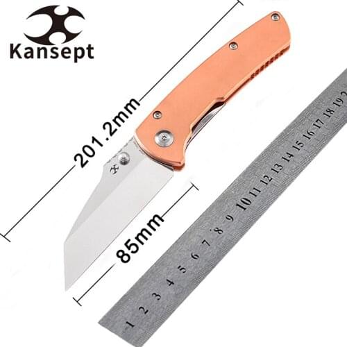 Kansept Main Street T1015B5 Pocket Knives 3.36'' 154CM Blade Red Copper Handle Tactical Hunting Camping Folding Knife