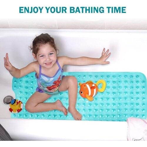 Bath Mat PVC Lengthened Bath Mat Suction Cup Non Slip Shower Mats For Bathroom 100x40CM Soft Massage Bathroom Bathtub Mats